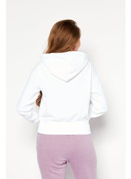 Champion Women Sportswear Fit Long Sleeve Outdoor Hooded Sweatshirt, White  - Image 3