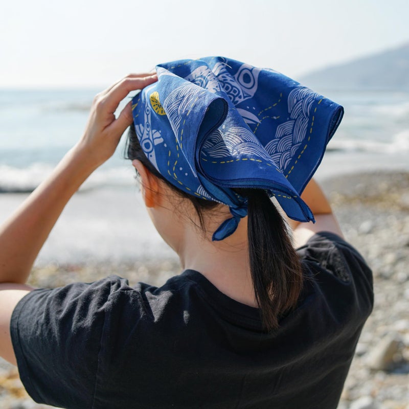 WHTE MOSS Bandana â€“ 100% Cotton Extra Soft Scarf Handkerchief for Men & Women (Koi Blue) - Image 4