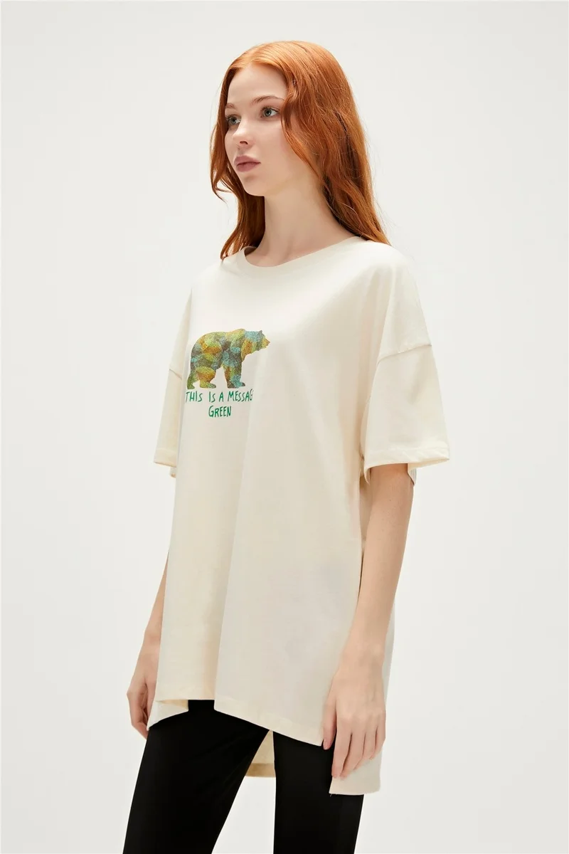 باد بير Re-Finger Recycle Marshmallow White T-Shirt Printed Women's T-Shirt10