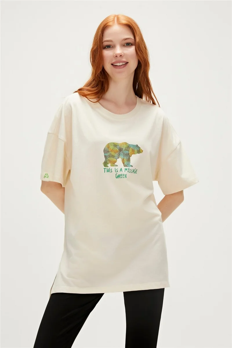 باد بير Re-Finger Recycle Marshmallow White T-Shirt Printed Women's T-Shirt10