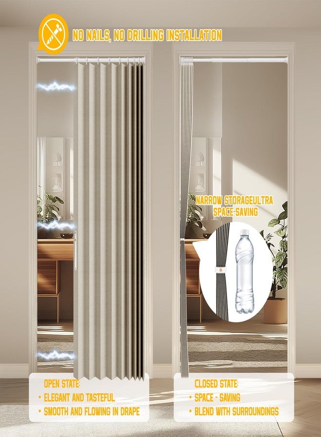 GONNRLY Accordion Door Curtain 100% Blackout Doorway Curtains for Bedroom, Closet Curtain Off-White 43"W x 78"L (Attached Door Curtain Rod) - Image 3