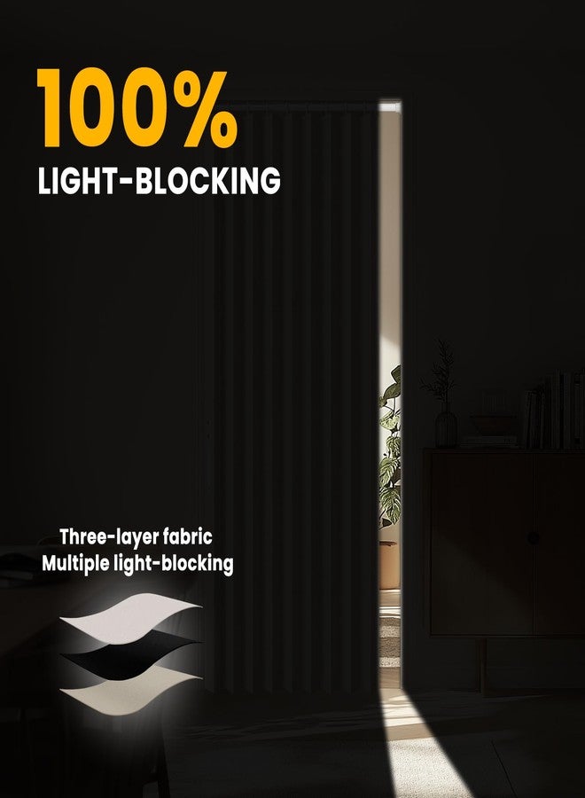 GONNRLY Accordion Door Curtain 100% Blackout Doorway Curtains for Bedroom, Closet Curtain Off-White 43"W x 78"L (Attached Door Curtain Rod) - Image 4