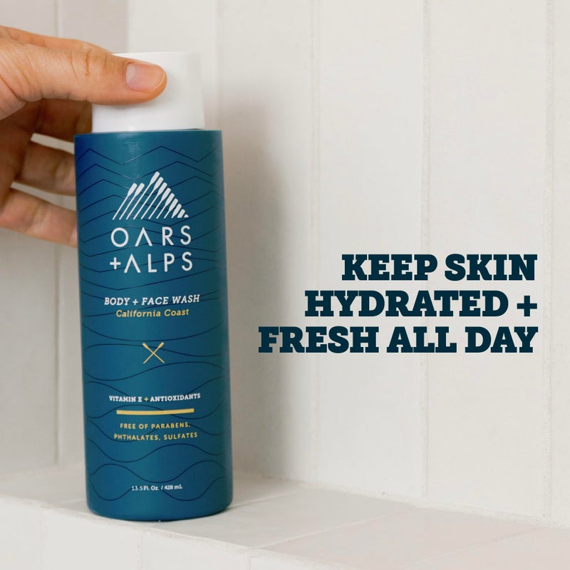 Oars + Alps Body and Face Wash for Men, Mens Body Wash & Face Cleanser with Vitamin E and Antioxidants, Moisturizing, Hydrating, Paraben & Sulfate Free Cleanser, California Coast, 3pk - Image 2
