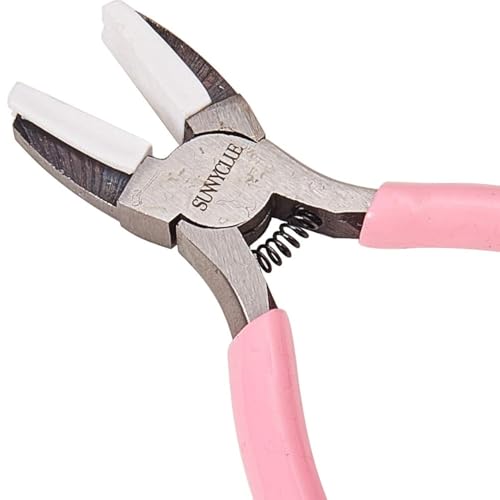 SUNNYCLUE 55 Inch Double Nylon Jaw Flat Nose Mini Precision Pliers Wire Forming Bending Tools Small Pliers for DIY Jewelry Making Hobby Projects Women Craft Tool Pink - Image 1