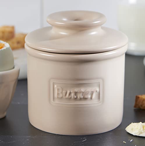 Butter Bell - The Original Butter Bell crock by L Tremain, a Countertop French Ceramic Butter Dish Keeper for Spreadable Butter, Café Matte Collection, Beige - Image 5