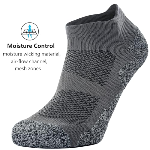 CWVLC Unisex Cushioned Compression Athletic Ankle Socks Multipack, 3-pairs Charcoal, L (10.5-13 W US/ 9-11.5 M US) - Image 5
