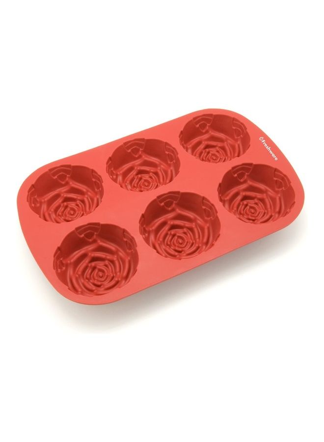 NIBEMINENT 6-Cup Silicone Mold Garden Rose Cupcake Baking Pan Multicolour one size - Image 2