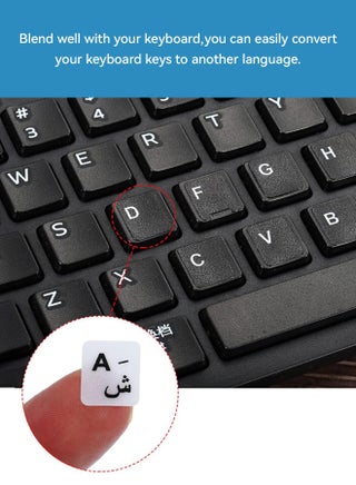 3 قطع ملصقات لوحة المفاتيح العربية المتينة، مقاومة الغبار ومقاومة الماء واللاصقة القوية، خلفية بيضاء بحروف سوداء، لللابتوبات وأجهزة سطح المكتب (عربي-أبيض) - view 3