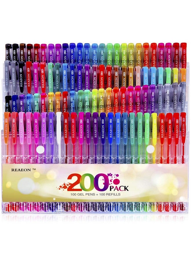 Reaeon Gel Pens Reaeon 200 Pack Pen With Case For Adult Coloring Books 100 Color Markers Plus 100 Refills For Drawing Painting Writing. - Image 1