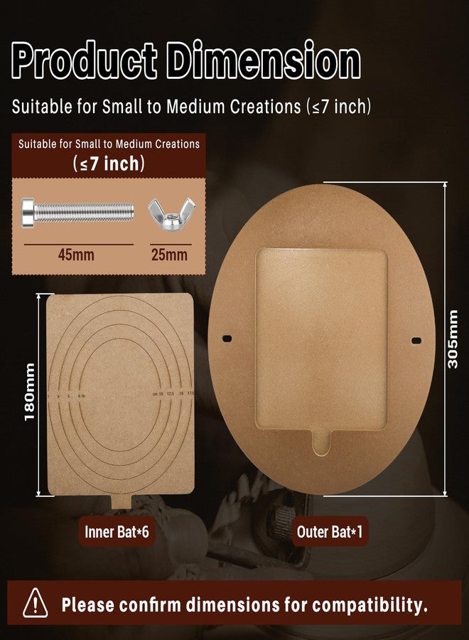 Yncotte Pottery Bats System, MDF 12” Round Outer Bat with 6 Pack of 7" Square Inner Bats, Removable Inserts & Wheel Pins Durable Design for Throwing Pottery - Image 5