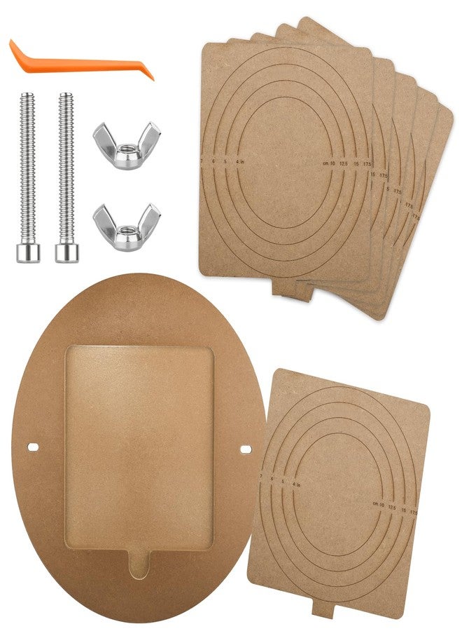 Yncotte Pottery Bats System, MDF 12” Round Outer Bat with 6 Pack of 7" Square Inner Bats, Removable Inserts & Wheel Pins Durable Design for Throwing Pottery - Image 1