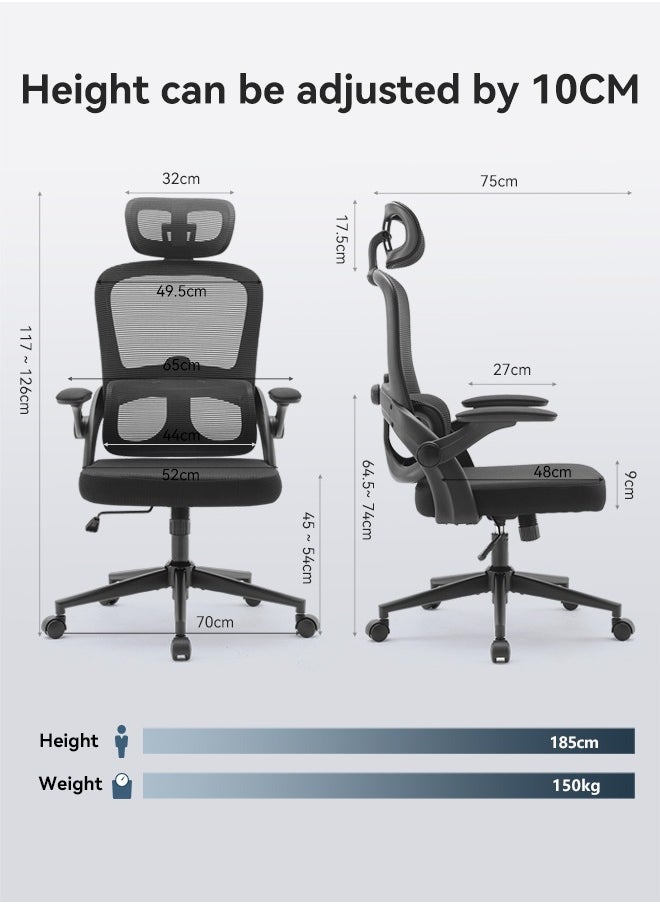 SIHOO M102C Ergonomic Gaming Office Chair, Computer High Back Chair with Dual Back Design - Individual Lumbar Pillow, 3D Armrests, Adjustable Headrest and Comfortable Thick Cushion (Black)