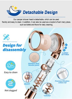 URbazaar High Pressure Shower Head with Handheld, Turbo Shower Head with Filter, Detachable Water Saving Showerheads with On Off Switch, 3 Spray Modes Hydro Jet Shower Head with Hose & Bracket  - Image 2