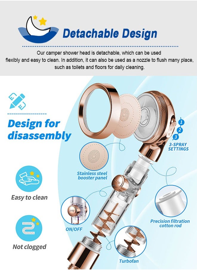 URbazaar - High Pressure Shower Head with Handheld, Turbo Shower Head with Filter, Detachable Water Saving Showerheads with On Off Switch, 3 Spray Modes Hydro Jet Shower Head with Hose & Bracket - Image 1
