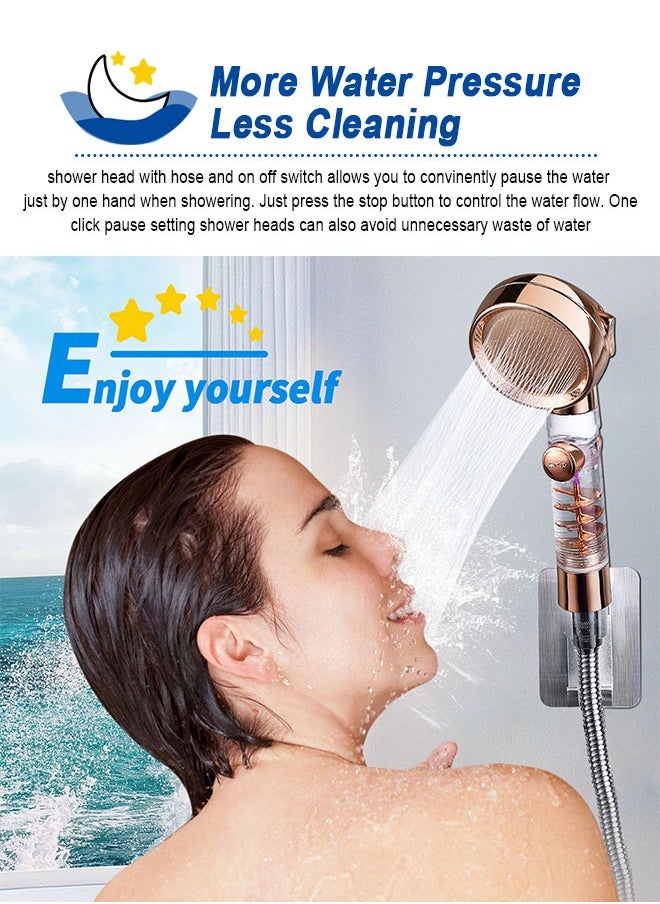 URbazaar - High Pressure Shower Head with Handheld, Turbo Shower Head with Filter, Detachable Water Saving Showerheads with On Off Switch, 3 Spray Modes Hydro Jet Shower Head with Hose & Bracket - Image 1