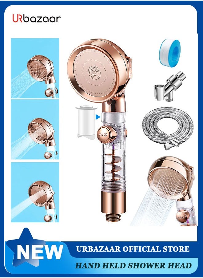 URbazaar - High Pressure Shower Head with Handheld, Turbo Shower Head with Filter, Detachable Water Saving Showerheads with On Off Switch, 3 Spray Modes Hydro Jet Shower Head with Hose & Bracket - Image 1