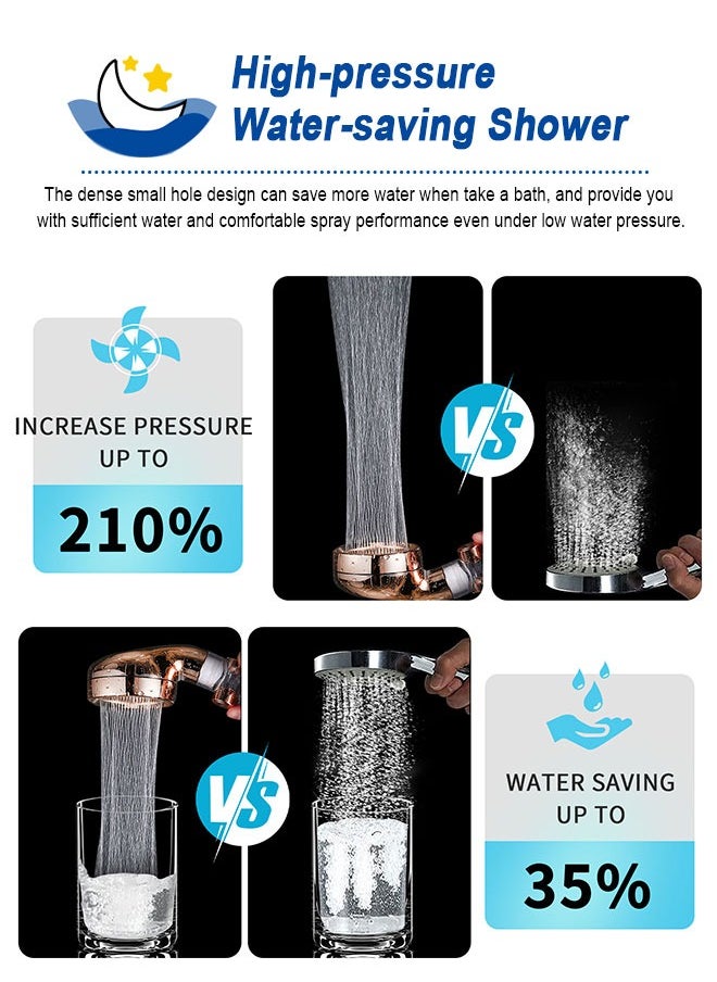 URbazaar - High Pressure Shower Head with Handheld, Turbo Shower Head with Filter, Detachable Water Saving Showerheads with On Off Switch, 3 Spray Modes Hydro Jet Shower Head with Hose & Bracket - Image 1