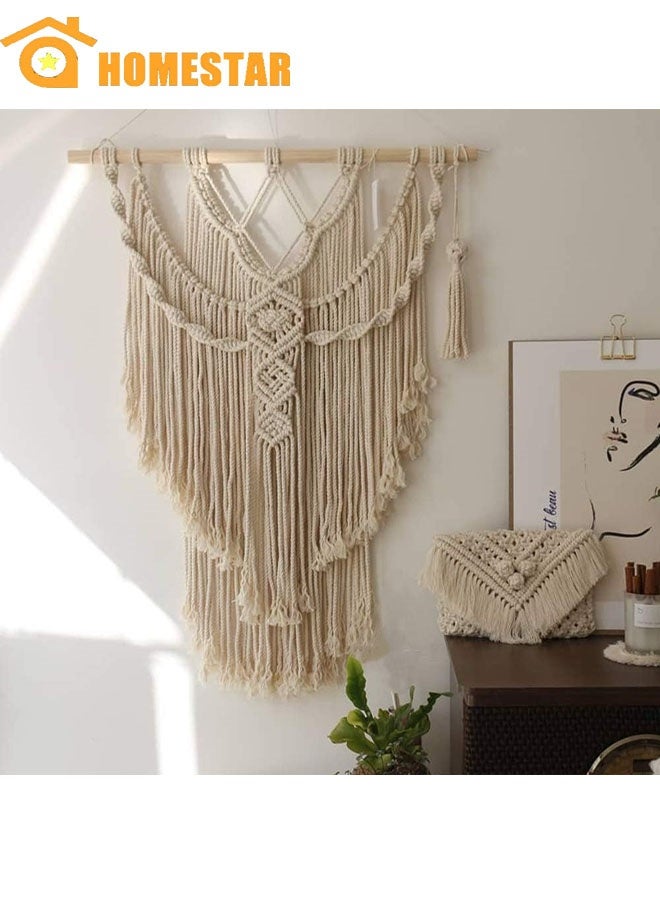 HOMESTAR Wall Hanging Woven Decor, Modern Bohemian Farmhouse Wall Art Tapestry, Geometric Beautiful Wall Art, for House, Apartment, Dorm Room - Image 1