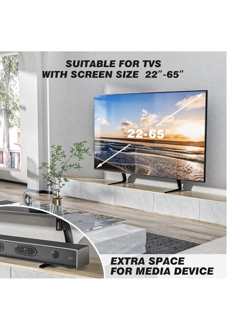 5Rcom TV Stand Mount, Universal TV Stand Tabletop for 22 to 65 inch Plasma LCD LED Flat Screen TVs, TV Legs, Holds up to 88lbs, Max VESA 800 x 500mm, Height Adjustable TV Base, TV Stand - Image 2