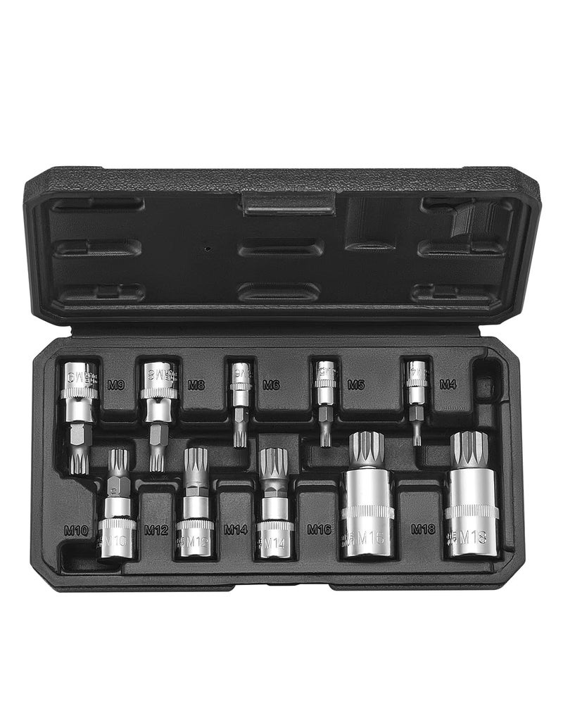 VEVOR Bit Socket Set, 107-Piece SAE and Metric, Hex/Torx/External Torx/Tamper-Proof/Extra Long, S2 Alloy Steel and Cr-V Steel, 1/4 in, 3/8 in, and 1/2 in Drives, with Enhanced Storage Case, Hand Use - Image 1