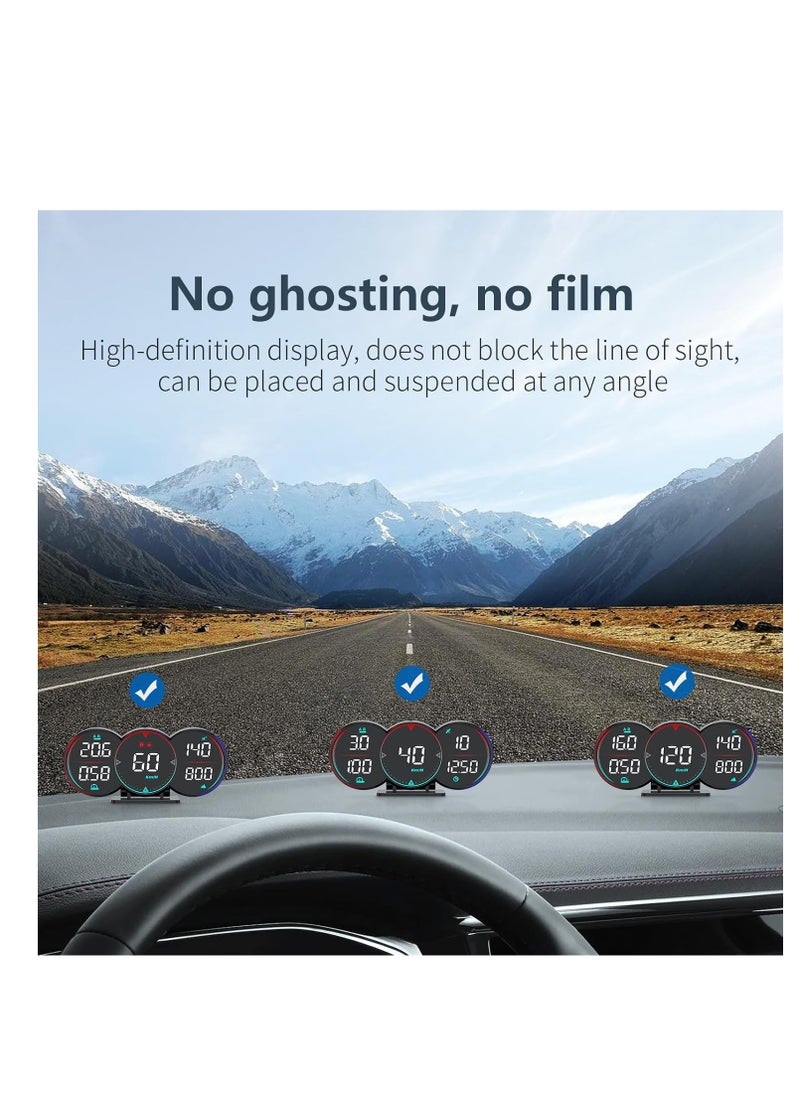 فورتي - عداد السرعة الرقمي GPS للسيارة، شاشة عرض رأسية عالمية جديدة HUD للسيارة، عداد سرعة MPH مع 3 شاشات LCD، مع سرعة GPS، الارتفاع، البوصلة، تعب القيادة، تنبيه السرعة، لجميع المركبات - Image 1