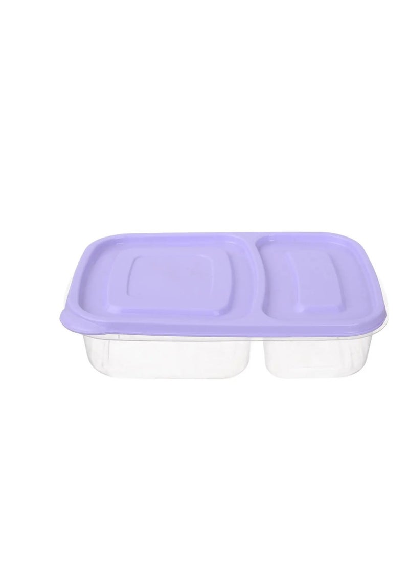 Generic - High-quality plastic rectangular lunch box - 2.2 liters - Code 1385 - transparent with a different color lid. - Image 1
