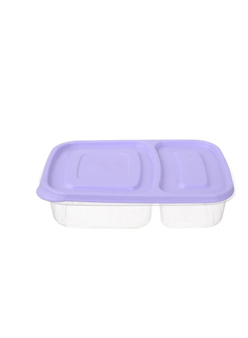 High-quality plastic rectangular lunch box - 2.2 liters - Code 1385 - transparent with a different color lid.