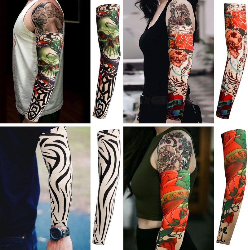 YARIEW 6pcs Temporary Tattoo Sleeves, 6pcs Set Arts Temporary Fake Slip On Tattoo Arm Sleeves Kit, Multicolor-8, Large - Image 4