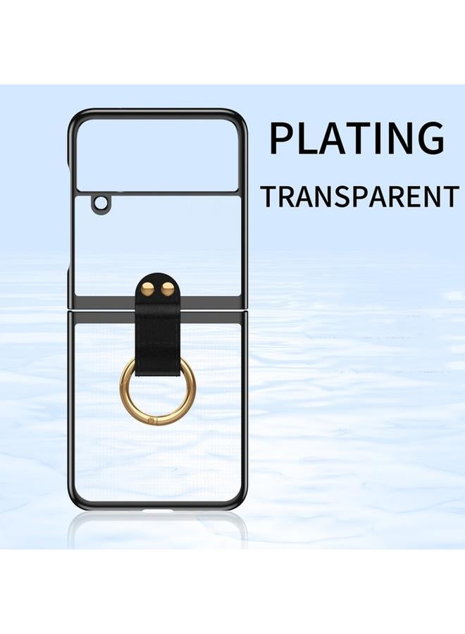 erorex Case For Samsung Galaxy Z Flip4 5G Electroplating Transparent Phone Case with Ring - Image 3