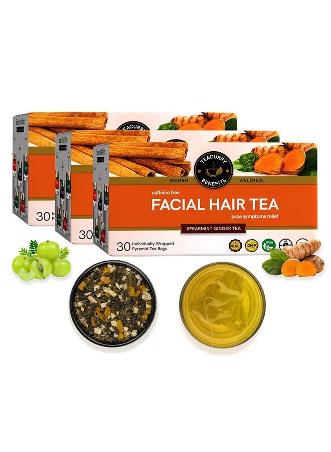 TEACURRY Facial Hair Removal Green Tea(3 Month Pack|90 Tea Bags)-Helps With Facial Hair Removal And Unwanted Hair Removal,180 Grams - Image 1