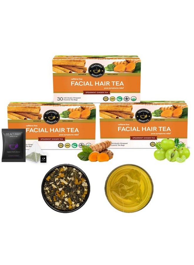 TEACURRY Facial Hair Removal Green Tea(3 Month Pack|90 Tea Bags)-Helps With Facial Hair Removal And Unwanted Hair Removal,180 Grams - Image 2
