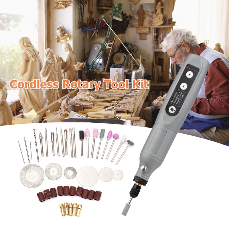 Portable Rotary Tool Set Mini Cordless Grinder Handheld Rechargeable Electric Drill USB Charging 5-Speed with Multiple Attachments LED Light for Cutting Sanding Engraving Polishing & DIY - Image 2