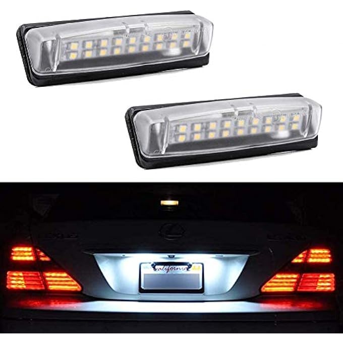 Mingrui test قطعتان من مصابيح لوحة الترخيص LED الكاملة لسيارة لكزس Is300 Gs300 Gs400 Gs430 Es300 Es330 Rx330 Rx350 تويوتا بريوس تعمل بمصابيح زينون بيضاء 18SMD خالية من الأخطاء - Image 2
