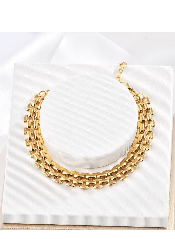 18k gold stainless steel fashion two layers bracelet - Image 1