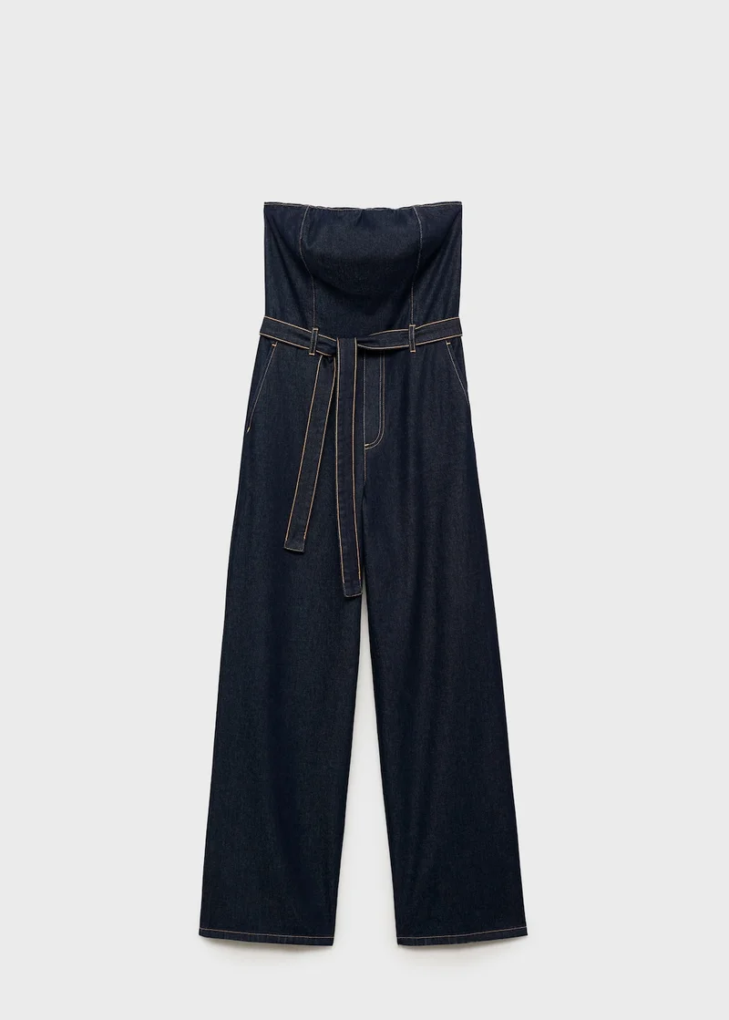 MANGO Strapless denim jumpsuit