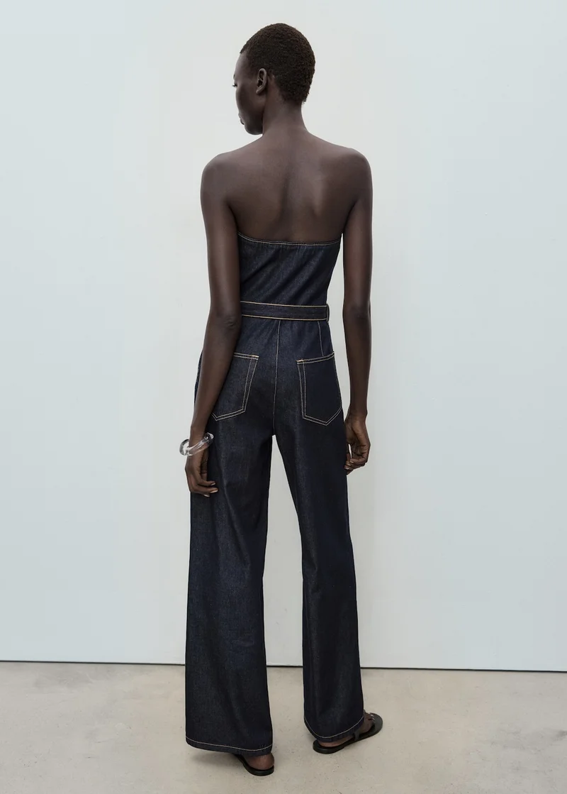 مانجو Strapless denim jumpsuit
