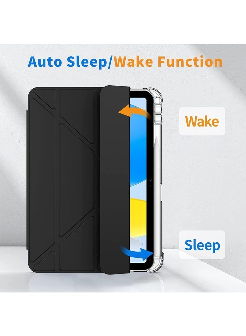 iPad 11th Generation Case (A16 2025) and iPad 10th 10.9 Inch Case With Pen Slot, iPad A16 Case Shockproof Y Folding Stand, Transparent Tpu Protective Case, iPad Cover With Flip Cover Stand Smart Wake-Up/ AED 23 Gift Set Anti-Glare Protective Film - Black - Image 4