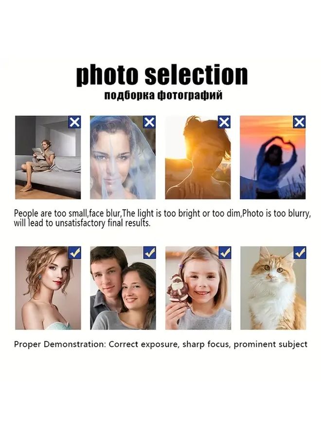 طقم مخصص للرسم بالألماس 5D DIY، صورة شخصية، مقاس 17.72 × 23.62 بوصة، أحجار الراينستون المستديرة - Image 3