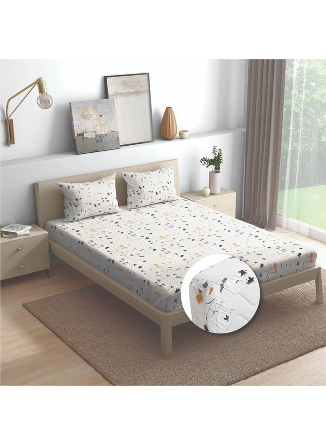 Wakefit Wakefit Cotton Fitted Bedsheet | 160 TC Elastic Fitted Sheet, King Bed Bedsheet with 2 Pillow Covers | Flora - 78x72 inches  - Image 2