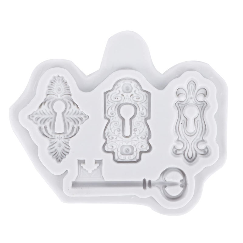 Fdit Vintage Key Cake Fondant Mold - Keyhole Silicone Mold for Cake Decoration, Sugarcraft, Cupcake Topper, Chocolate, Pastry, Polymer Clay, Epoxy Resin(1#) - Image 1