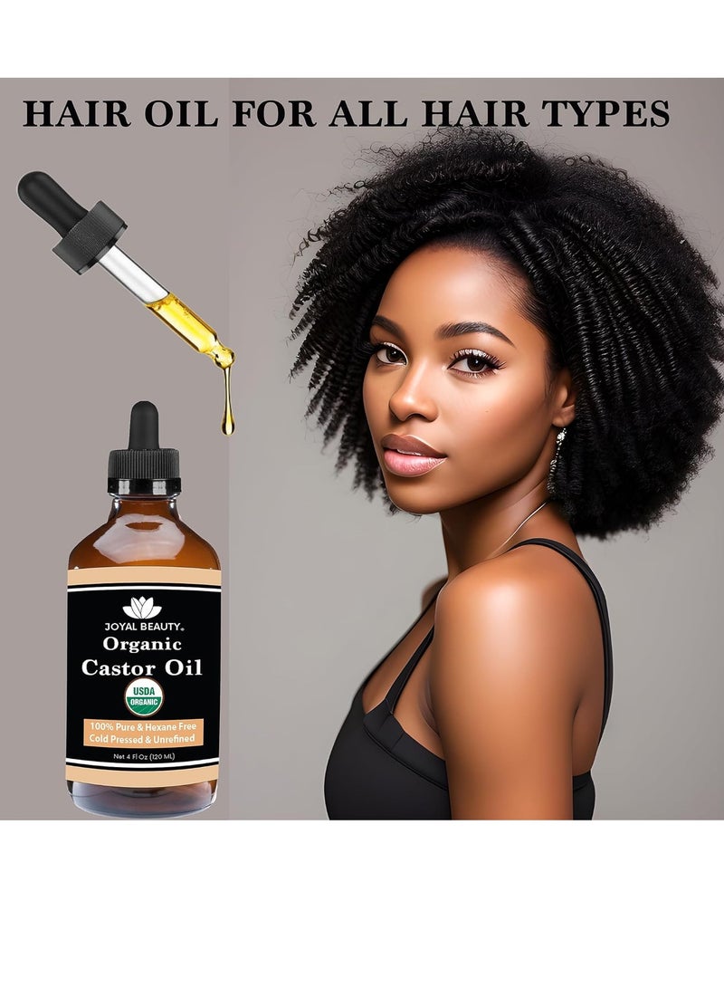 Joyal Beauty JOYAL BEAUTY Castor Oil USDA Certified Organic(4oz). 100% Pure Cold Pressed Unrefined Hexane Free Glass Bottle. Hair Eyelashes Eyebrows Lash Serum. For Face, Skin, Body, Belly Button. Free Mascara - Image 4