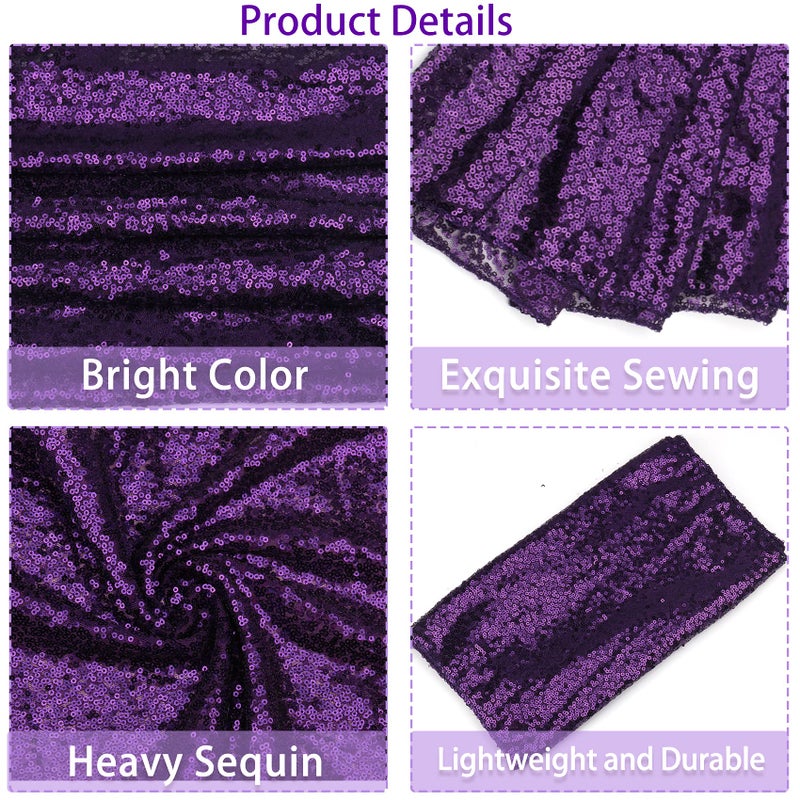 Fivenl 12 Packs 12 X 72 Inch Purple Sequin Table Runner Glitter Dining Table Runner For Birthday Wedding Engagement Bridal Baby Shower Bachelorette Holiday Celebration Party Supplies Decorations (Purple) - Image 4