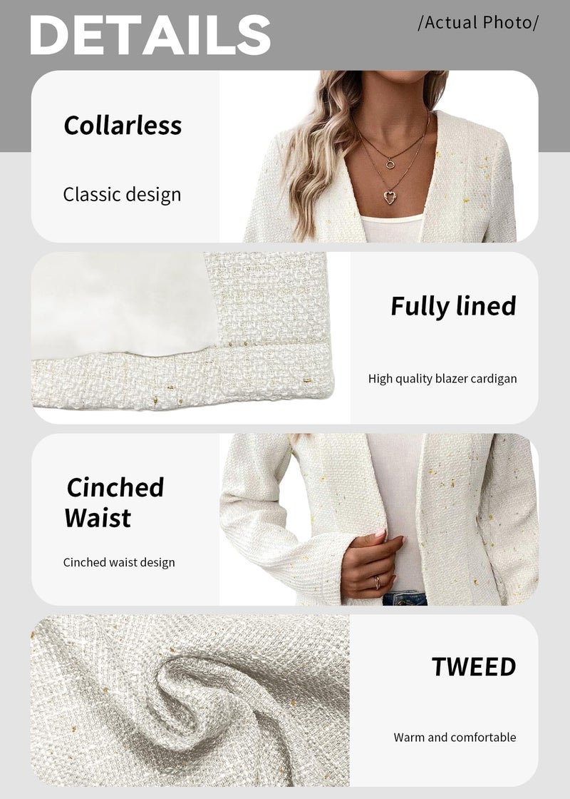 Mina Self Pink Blazer Jacket for Women 2026 Spring Fall Tweed Women's Trendy Cute Cropped Petite Business Suits Work Party Elegant Office Wear Womens Professional Outfits - Image 5