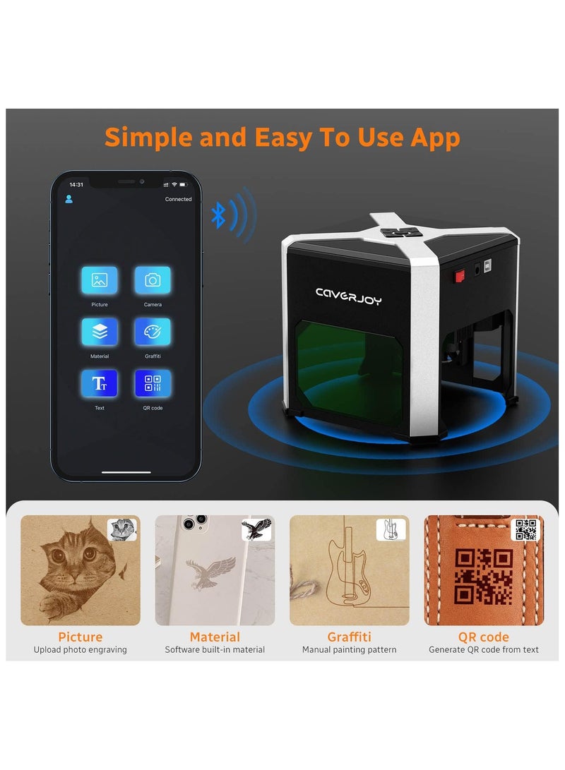 Laser Engraver, K6 Laser Engraving Machine with 0.05mm Accuracy, Wireless BT App Control, Offline Engraving, 3W Laser Engraver for Wood Leather Glass, DIY Art, Logo Design - Image 2