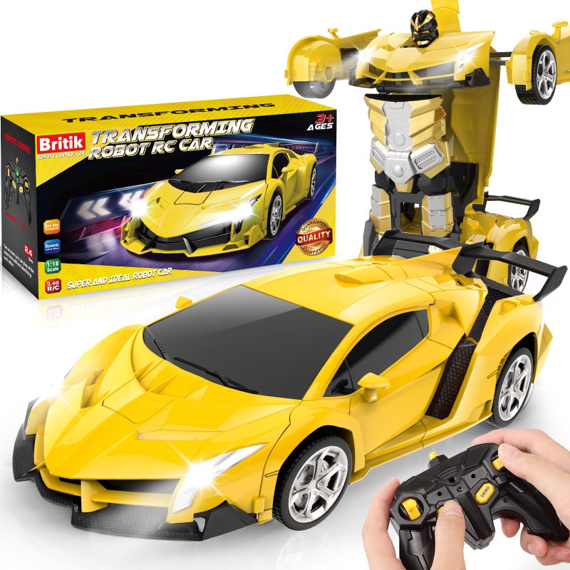 Britik Transform Remote Control Car Toy for Kids 4 5 6 7 8, Remote Control Car for Boys 4-7, Transform Cars for Boys 4-6, Toy Car 5 Year Old Boy, Toys for 3 4 5 6 7 8 9 10 11 12 Years Old Boy - Image 1