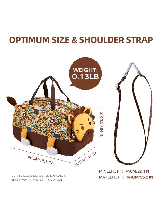 Nohoo حقيبة دفل للأطفال من نوهوا 3D بشكل أسد لطيف - بني، 18" - Image 5