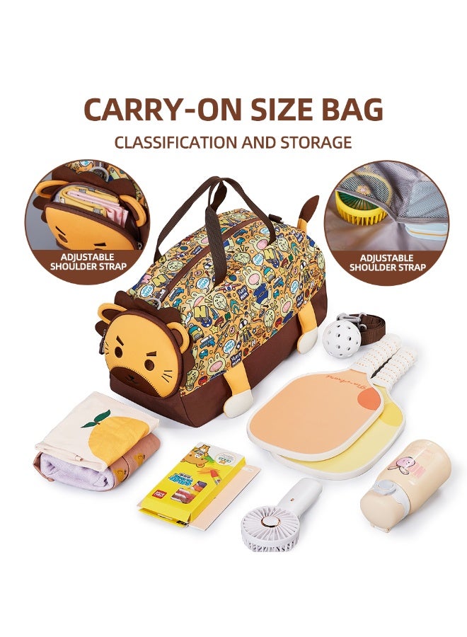 Nohoo حقيبة دفل للأطفال من نوهوا 3D بشكل أسد لطيف - بني، 18" - Image 2