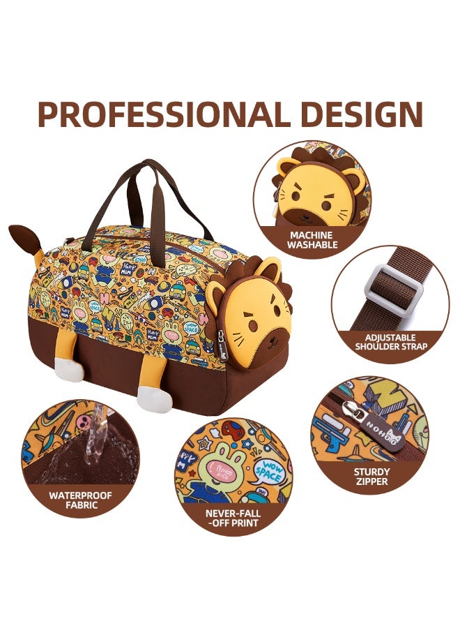 Nohoo حقيبة دفل للأطفال من نوهوا 3D بشكل أسد لطيف - بني، 18" - Image 3