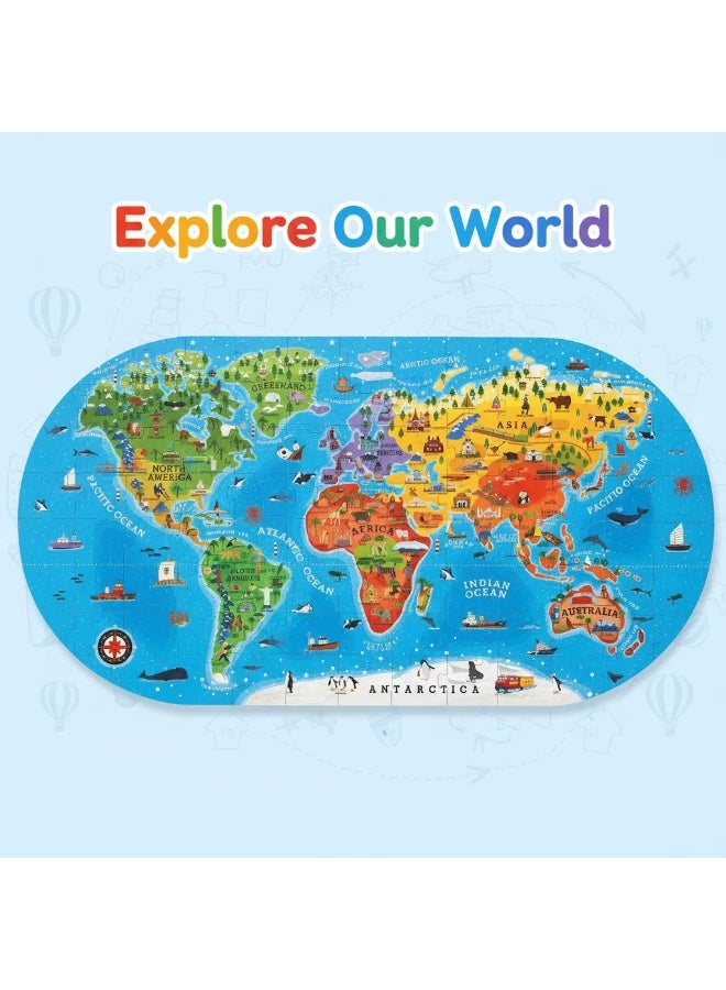 واي آند دي لعبة أحجية خريطة العالم للأطفال مع صندوق محمول 100 قطعة أحجية خريطة العالم ألعاب أحجية للأطفال متعة التعلم المبكر ألعاب تعليمية هدية للأولاد والبنات - Image 2