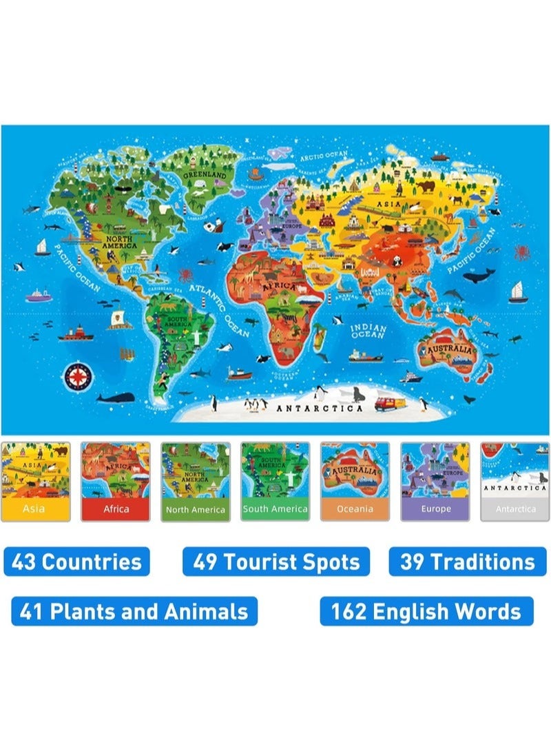 واي آند دي لعبة أحجية خريطة العالم للأطفال مع صندوق محمول 100 قطعة أحجية خريطة العالم ألعاب أحجية للأطفال متعة التعلم المبكر ألعاب تعليمية هدية للأولاد والبنات - Image 5